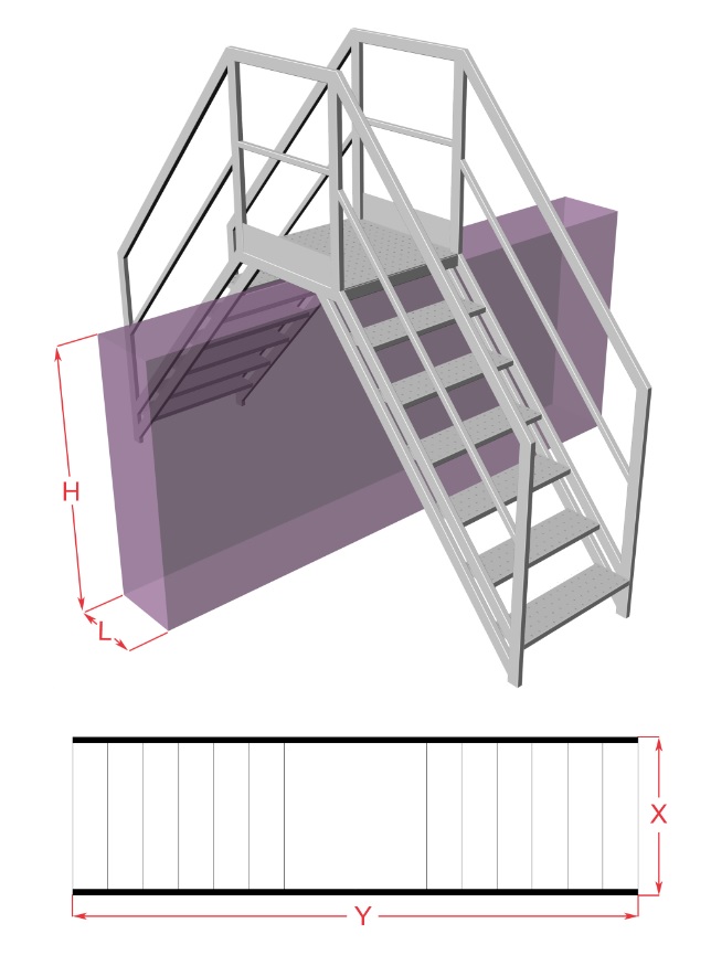 scala a ponte con doppia rampa dritta - attollo